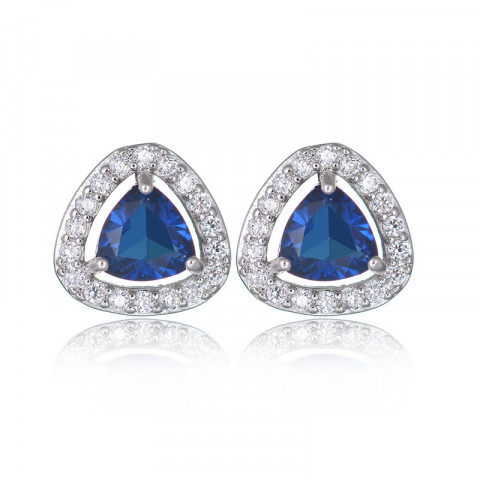 925 Sterling Silver Vintage Double Stud Luxury Blue White Zircon Stud Earrings 